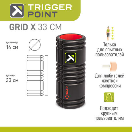 Массажный цилиндр Trigger Point GRID X, 33 см, жесткий