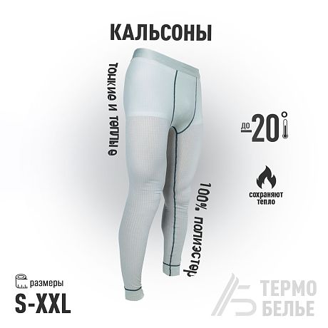 Термобелье кальсоны, термоштаны Александр Большунов, мужские, серые