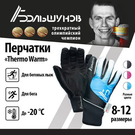 Перчатки лыжные "Thermo Warm" Александр Большунов, черно-синие